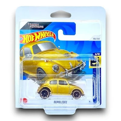 Image of Hot Wheels Bumblebee (Gold) 9/10 HW Screen Time 2024 186/250 (Short Card) includes a KLAS Car Keeper Protector Case HTF09
