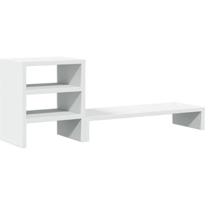 Image of vidaXL Monitor Stand with Desk Organiser White Engineered Wood