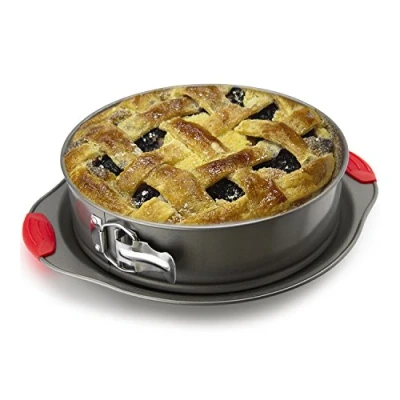 Image of Boxiki Kitchen 10 Inch Nonstick Springform Pan, Professional Spring Form and Cheesecake Baking Mold, Leakproof Cake Pan with Silicone Handles