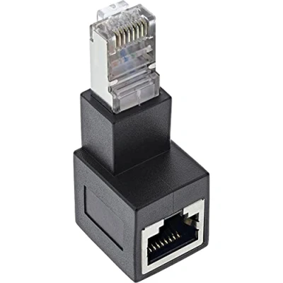 Image of InLine® RJ45 Adapter Cat.6A, Male/Female, 90 Down Angled