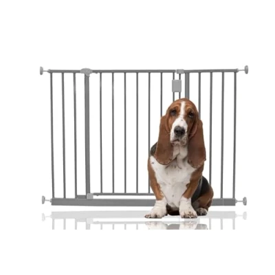Image of Bettacare Extra Wide Hallway Dog Gate, 103cm 109cm, Grey, Pressure Fit Pet Puppy Safety Barrier for Hallways and Spaces, Easy Installation