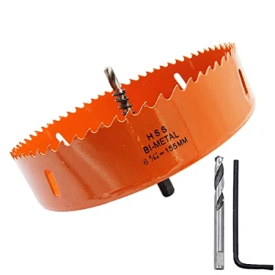 Image of Hole Saw 155mm LAIWEI Cutter, with 1 Drill and Hex Key for Drilling Wood, PVC, etc., Tools 6 1/8&quot; inch