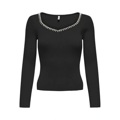 Image of ONLY Onlemma V NECK Pearl Jumper, Women&#039;s, Size: Medium, Black/white