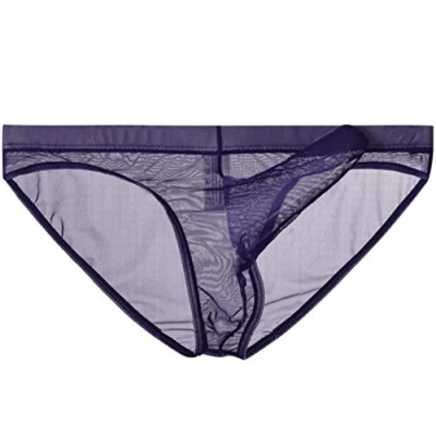Image of lclvld Men Briefs Underwear Transparent Mesh See Through Sexy Erotic Elephant Bulge Underpants White
