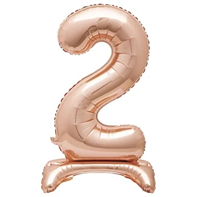 Image of 2 Shaped Rose Gold Foil Balloon (76cm) Stunning Free Standing Party Decor Perfect for Memorable Milestone Events 1 Pc