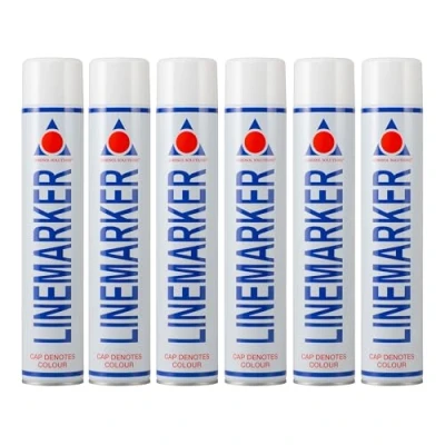 Image of Aerosol Solutions Line Marker, Grass and Road Spray Paint, White, 750 ml (Pack of 6)