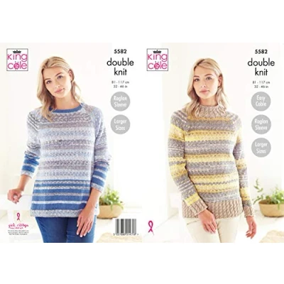 Image of King Cole Knitting Pattern Ladies Jumpers in Drifter DK 5582 Multicolor