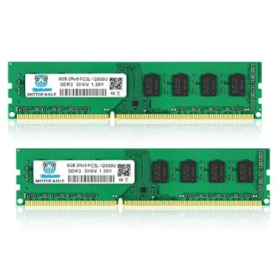 Image of PC3 PC3L 12800U DDR3 DDR3L 1600 MHz 16GB Kit (8GBx2) UDIMM RAM 2Rx8 1.35V/1.5V 240 Pin Non ECC Unbuffered Dual Rank Desktop Memory