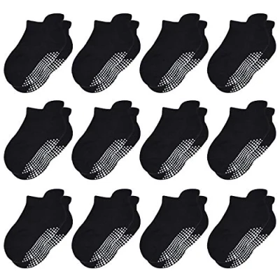 Image of HYCLES Toddler Grip Socks 12 Pairs for 5 7 Years Baby Boys Girls Ankle with Grips Kids Non Slip/Anti Skid