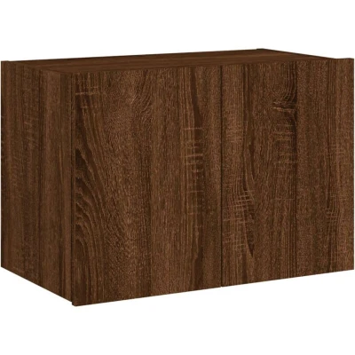 Image of vidaXL TV Wall Cabinet with LED Lights Brown Oak 60x35x41 cm