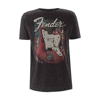 Image of Fender Distressed Guitar Official Tee T Shirt Mens Unisex (XX Large) Black