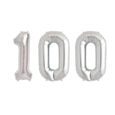 Image of Silver Number 100 Foil Balloon, 101cm