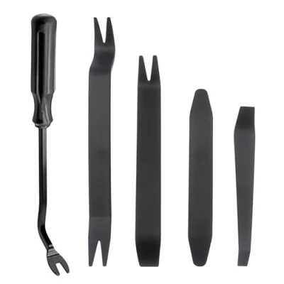 Image of 5 Pcs Trim Removal Tools, Pry Car Tool Kit, Panel Door Audio Radio Stereo Auto Clip Fastener Remover Set, Black