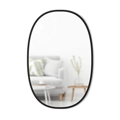 Image of Umbra Hub Arched 24 x 36&quot; Wall Mirror With Rubber Frame, Modern Room Decor for Entryways, Washrooms, Living Rooms and More, Black