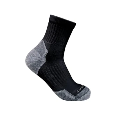 Image of Carhartt Men&#039;s Midweight Cotton Blend Quarter Sock 3 Pack, Black, X Large
