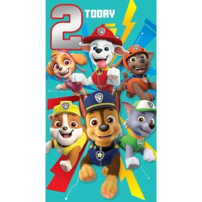 Image of Danilo Promotions LTD Paw Patrol Official Birthday Card, 2 Today, Age Two Multiple Colours PA064