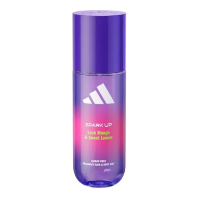 Image of adidas Vibes Spark Up Fragrance Hair &amp; Body Mist, Fruity with Notes of Lush Mango Sweet Lemon, Mood Boosting, For Any Occasion, 150ml
