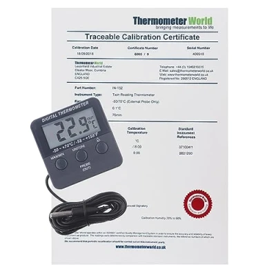 Image of Calibrated Digital Fridge Freezer Thermometer With 2 Point Traceable Calibration Certificate