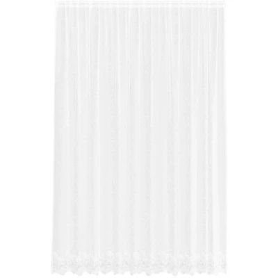 Image of Lace Curtain with Curtains Floral White 300 x cm Polyester Vidaxl