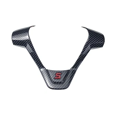 Image of EQPWZG ABS Chrome Carbon Fiber Steering Wheel Cover Sequin Trim Sticker, for Ford, Fiesta, MK7 2009 2017, Ecosport 2012 2017 Trim(A fiber)