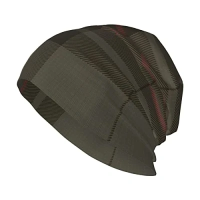 Image of Oudrspo Unisex Beanie Hat Flynn Clan Tartan Plaid Warm Slouchy Knit Headwear Gift for Adult