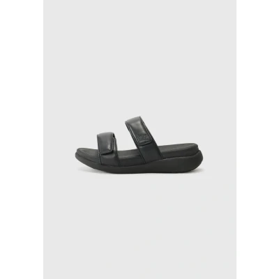 Image of Fitflop Women&#039;s F Mode GO Adjustable Flatform Two BAR Slides Sandal, Black, 6.5 UK