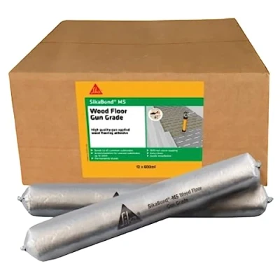 Image of Sika SikaBond MS Wood Floor Adhesive Solvent Free Elastic Formula Ready To Use Water Parquet Brown 600ml