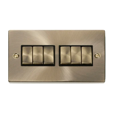 Image of Click Deco 6 Gang 2 Way Ingot 10AX Switch Black Nickel Inserts