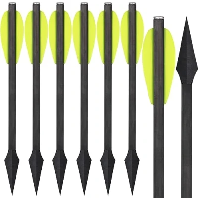 Image of WANVZMR 6.3&quot; Pistol Crossbow Bolts,Mini Carbon Bolts Arrows with Broadhead Tips Hunting for 50 80lbs Archery Shooting Target Practice (6pcs yellow)