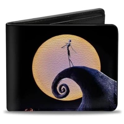 Image of Buckle Down Men&#039;s Nightmare Before Christmas Jack Full Moon Bi Fold Wallet, Multicolor, Default Size