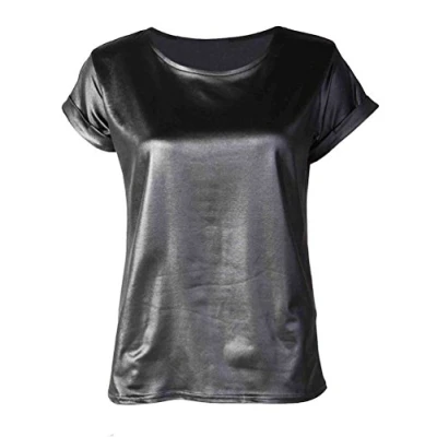 Image of Womens Formal Wet Look PVC Ladies Sretchy Office Bodycon Midi Peplum Pencil Skirt Plus Size 8 24 (XL 14 16 UK, T Shirt)