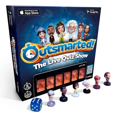 Image of OUTSMARTED! The Live Family Quiz Show Board Game Ages 8+ Trivia for Kids &amp; Adults 2 to 24 Players (Outsmarted! 2024 Edition)