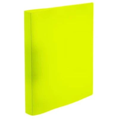 Image of HERMA 19710 Ring Binder A4 Translucent Neon Yellow, Slim, 2 Rings, 25 mm Wide, Plastic Folder with Hold Down Holder for School and Office, Sturdy Boys Girls