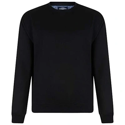 Image of Kam Cotton Rich Fleece Crew Neck Sweat Top in Black 6XL
