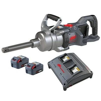 Image of Ingersoll Rand Cordless Impact Wrench W9691 K2E EU, 1&quot; Spanner, Heavy Duty Spanner with Long Anvil, Set (2) 5.0 Ah Li Ion Batteries and Dual Charger (UK Plug), 20V