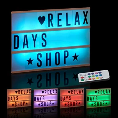Image of Relaxdays Light Box with Colour Change, Sign, 85 Letters &amp; Symbols, 3 Rows, Battery Operated, White