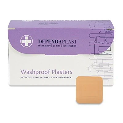 Image of Dependaplast Washproof Plasters 4cm x Flexible PU Plastic Film, Secure Adhesive, Breathable, Waterproof Box of 100