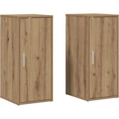 Image of vidaXL Artisan Oak Shoe Cabinets Engineered Wood Freestanding Cupboards with 5 Shelves and Doors for Home Storage/Entryway