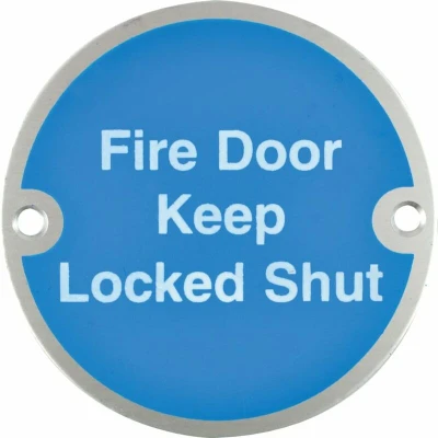 Image of Matlock Fire Door Keep Locked Shut Aluminium Sign 76 x 76mm