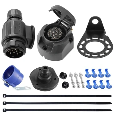 Image of SPARKMOTO 13 Pin Trailer Plug Socket,12V Waterproof Socket With Complete Installation Accessories For Cars Caravan Tow bar Towing Boat Connector(Short)