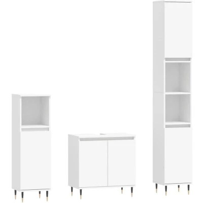 Image of vidaXL 3 Piece Bathroom Cabinet Set Black Engineered Wood