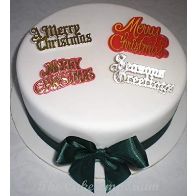 Image of Merry Christmas Motto&#039;s Cake Toppers/Plaques Set of 4