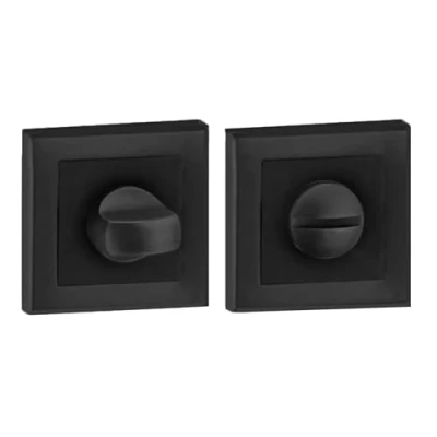 Image of HANDLEZONE® Bathroom Toilet Door Square Rose Thumbturn and Release Set Black Matt