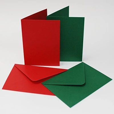 Image of Craft UK 2062 C6 Christmas Card and Envelope Red/Green (Pack of 40)