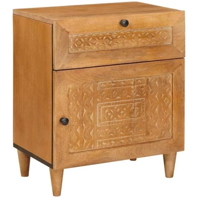 Image of vidaXL Bedside Table Light brown 50 x 33 60 cm Solid mango wood