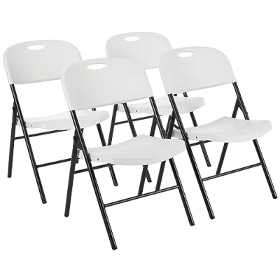 Image of Amazon Basics Folding Plastic Chair, 157.5 kg Capacity, White, Set of 4