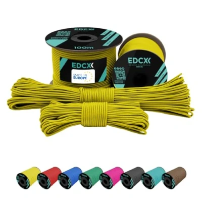 Image of EdcX 2 mm Nylon Paracord 275 (15, 30, 50 and 100 m) 100% rope, 3 Strand cord, cord in Many Colours (Yellow,