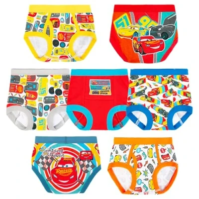Image of Disney Boys&#039; Pixar Cars Toddler Potty Stickers &amp; Tracking Chart Sizes 18m, 2t, 3t, 4t Baby Underwear, 7 Pack Starter Kit (3 Training Pants+4 Briefs), 24 Months (Pack of 7)