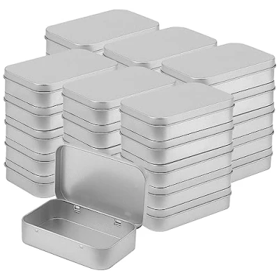 Image of KEILEOHO 30 PCS Rectangular Storage Tins Box, 94x61x20mm Metal Organizer with Hinged Lid, Box for