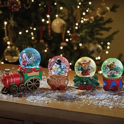 Image of Marco Paul christmas Train Snow Globe Large Novelty Ornament Globes for adults Colour Changing LED light up ornaments indoor